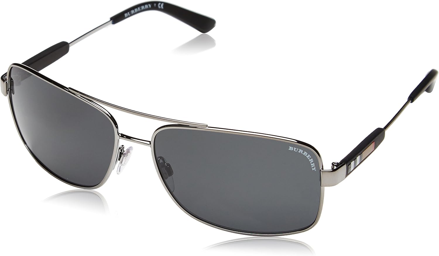 Gunmetal grey square metal sunglasses with UV400 gray lenses, professional work style — view 1