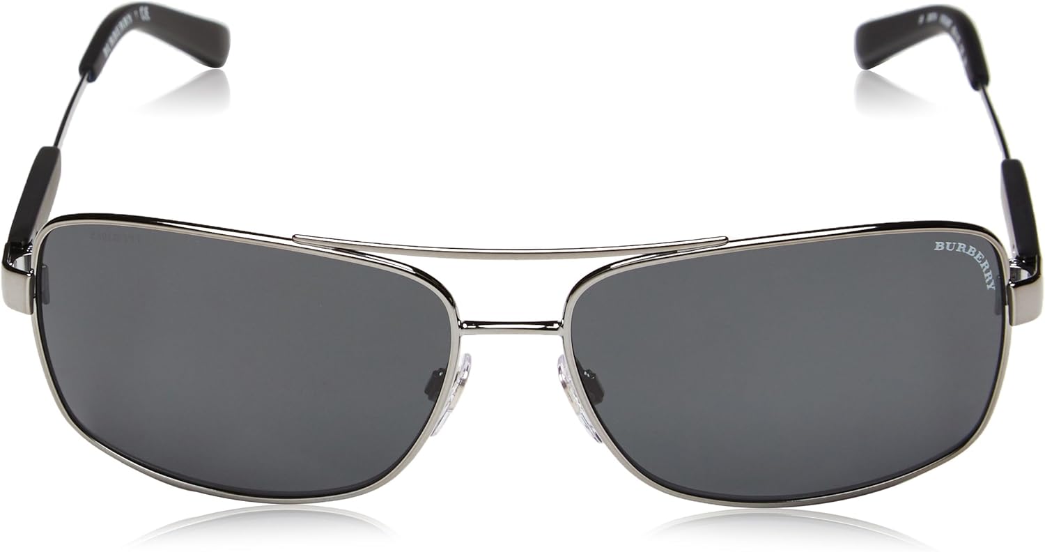 Gunmetal grey square metal sunglasses with UV400 gray lenses, professional work style — view 2