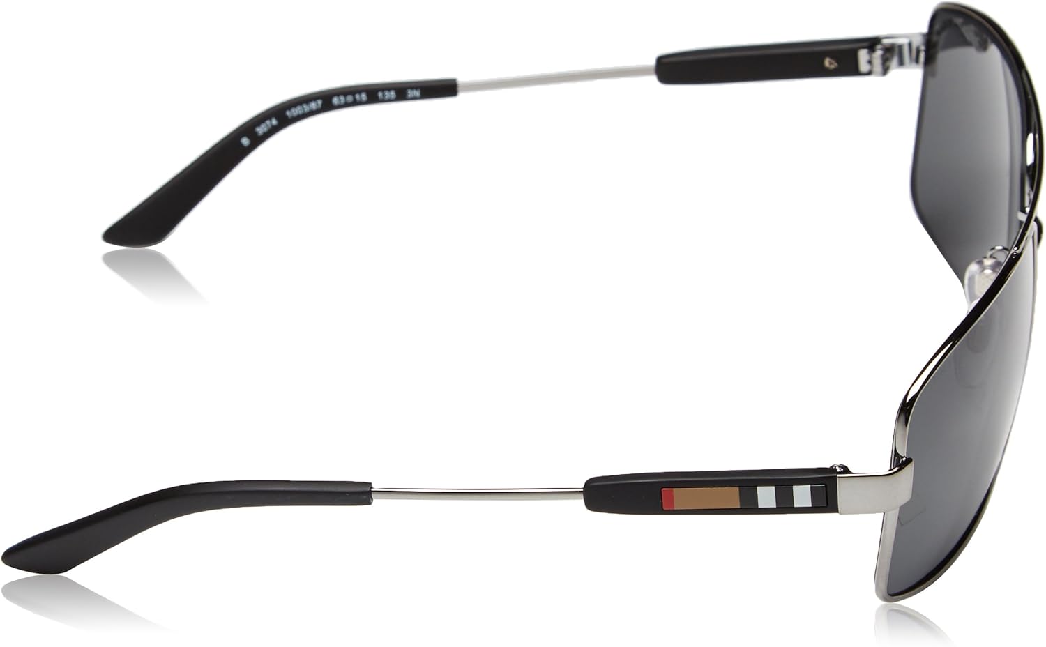 Gunmetal grey square metal sunglasses with UV400 gray lenses, professional work style — view 3