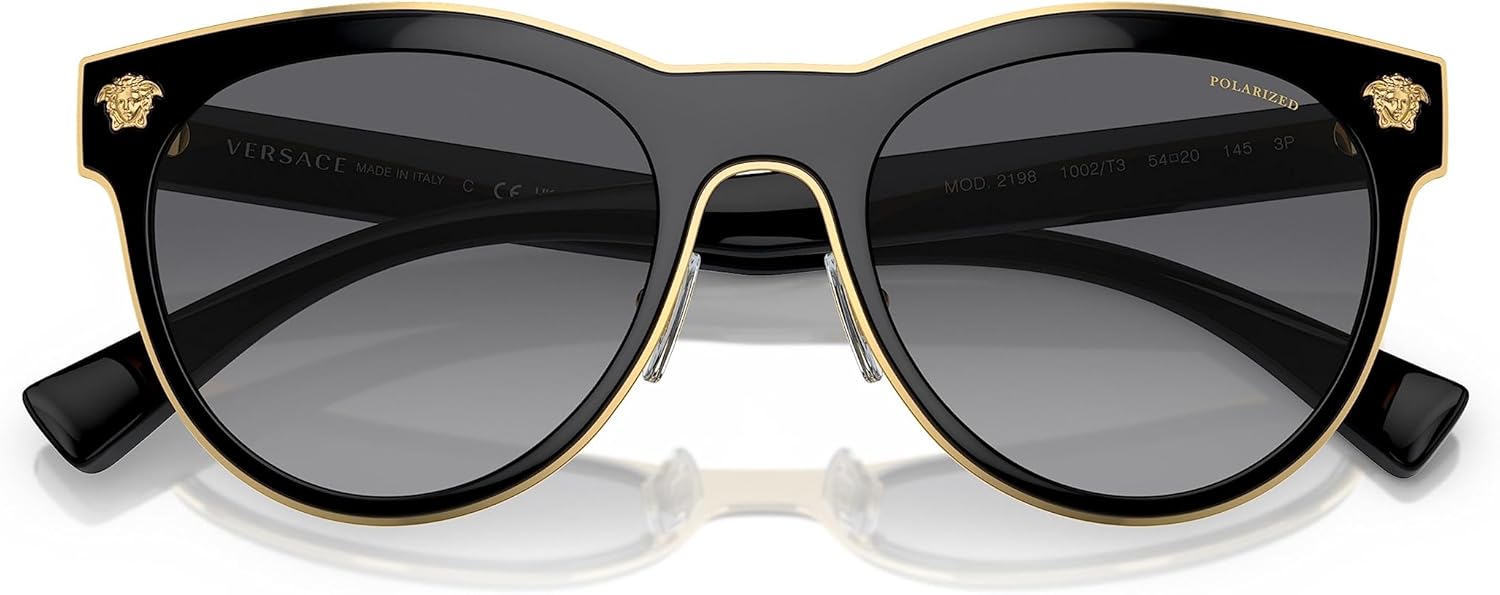 Versace round metal sunglasses with gray lenses and metal frame — view 2