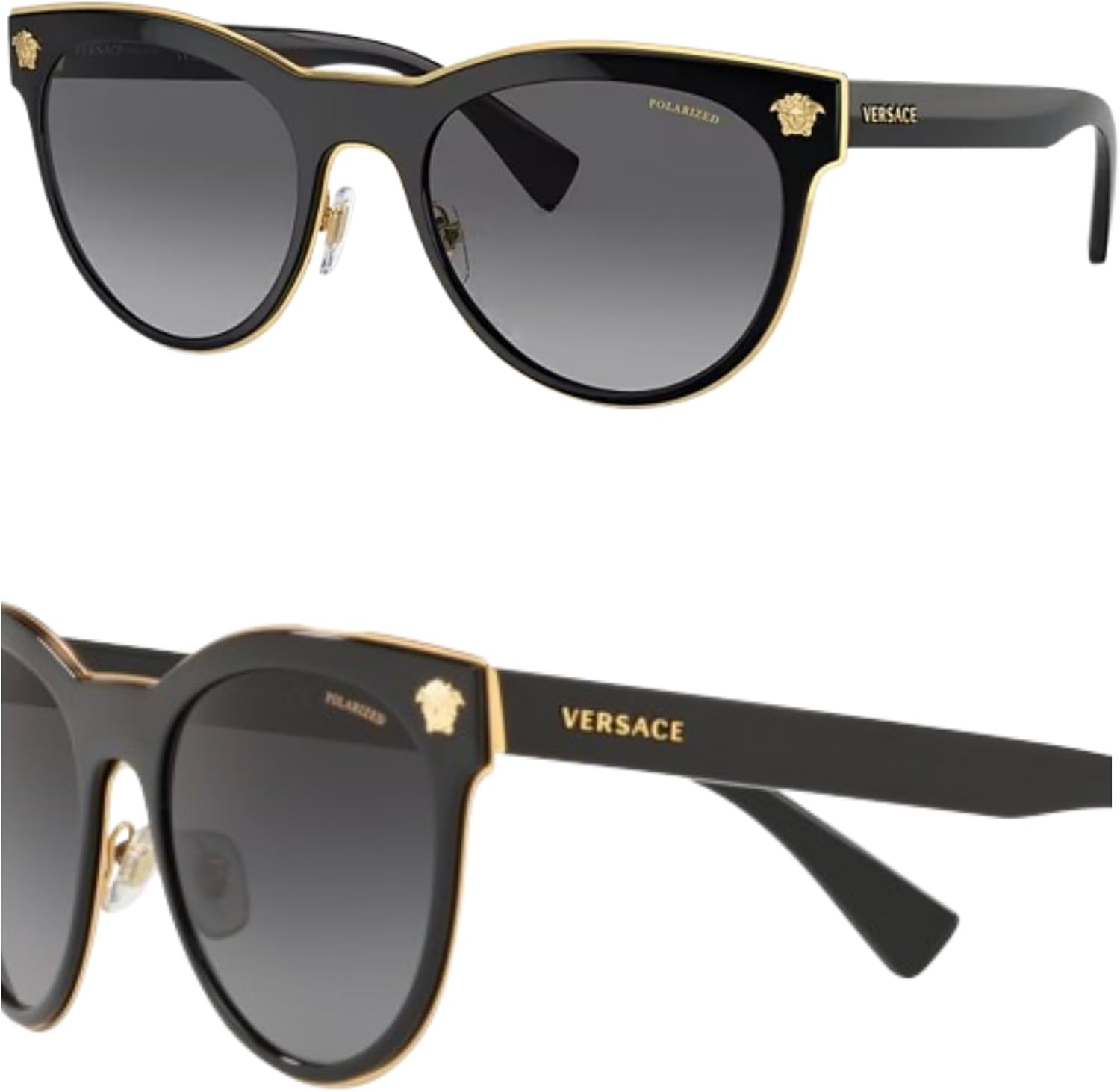 Versace round metal sunglasses with gray lenses and metal frame — view 3