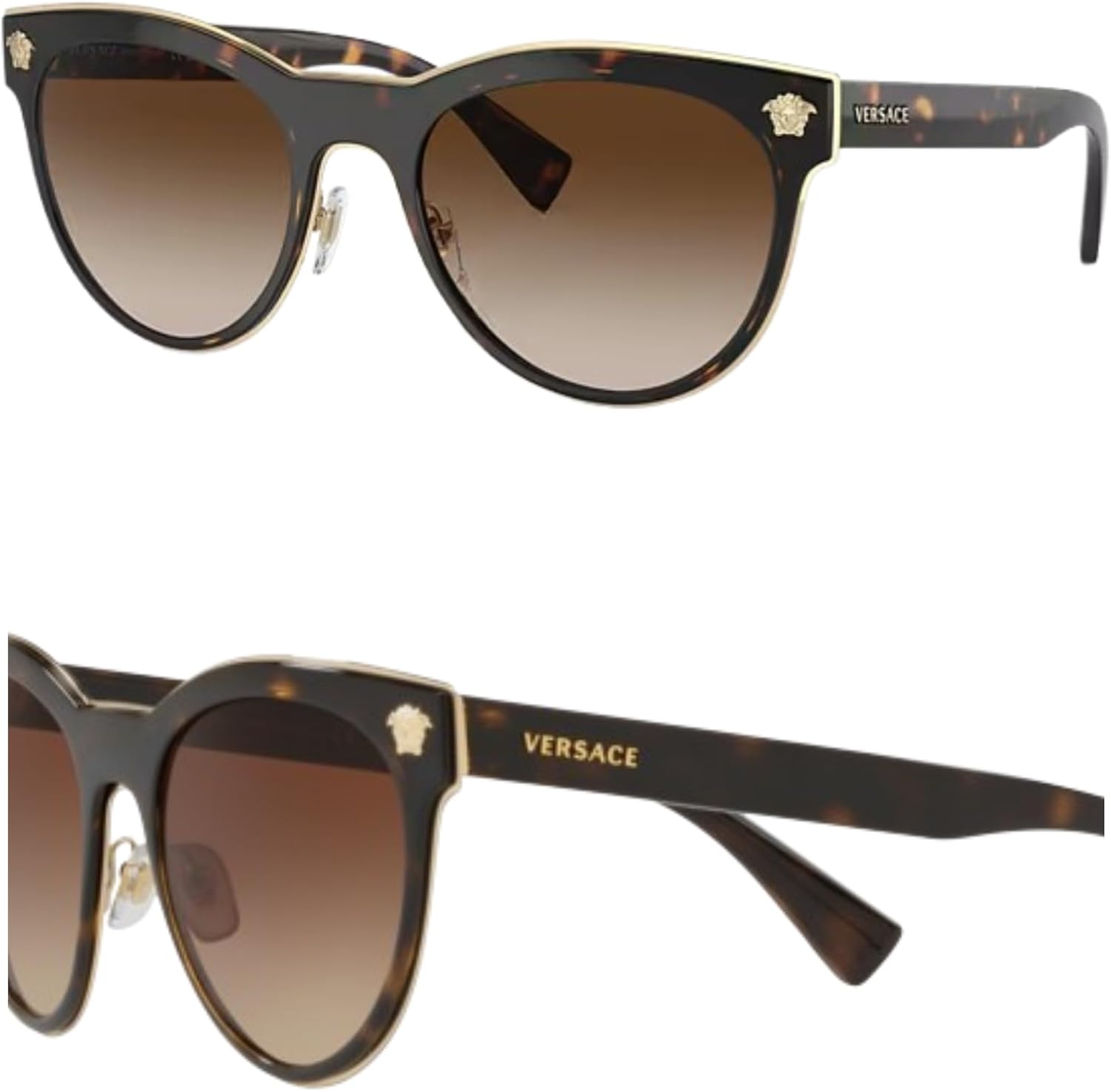 Versace round metal sunglasses with gray lenses and metal frame — view 4