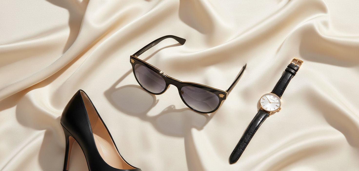 Versace round metal sunglasses with gray lenses and metal frame — view 7a