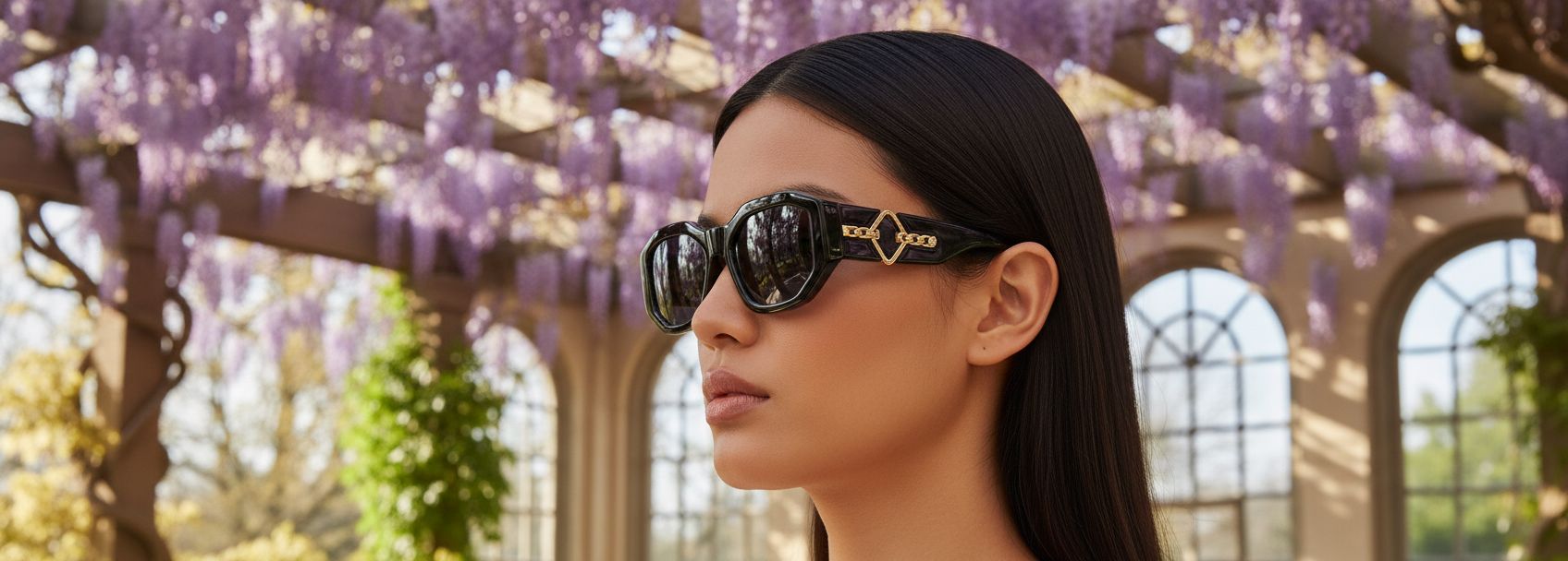 Versace gray acetate rectangle sunglasses with UV400 lenses — view 3