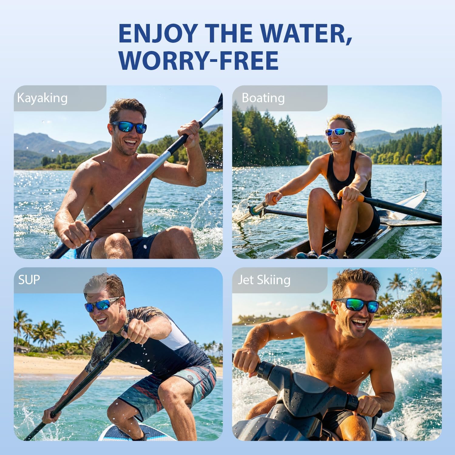 Gray polarized wraparound sunglasses with TR90 frame material, designed for fishing and water sports — view 2