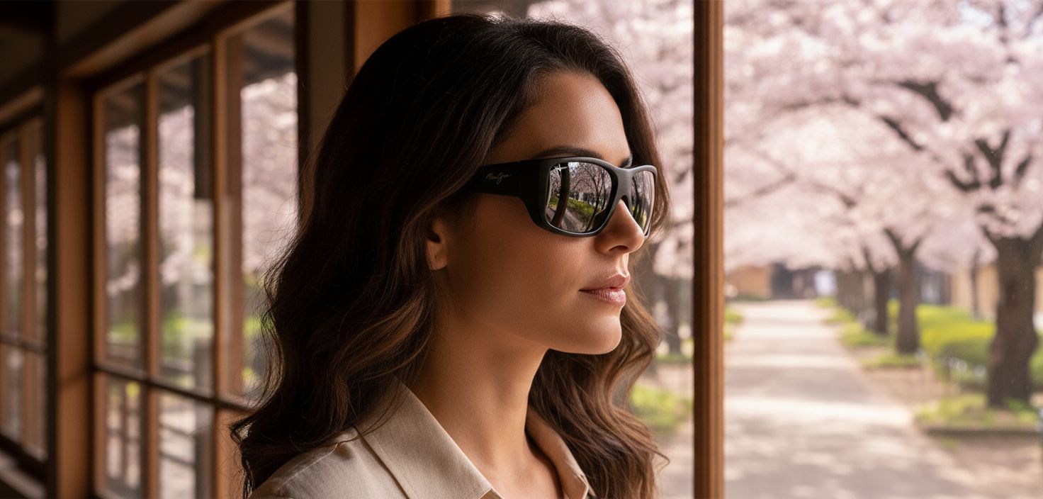 Maui Jim Wassup women's oversized sunglasses with gradient gray polarized lenses and acetate frame — view 3