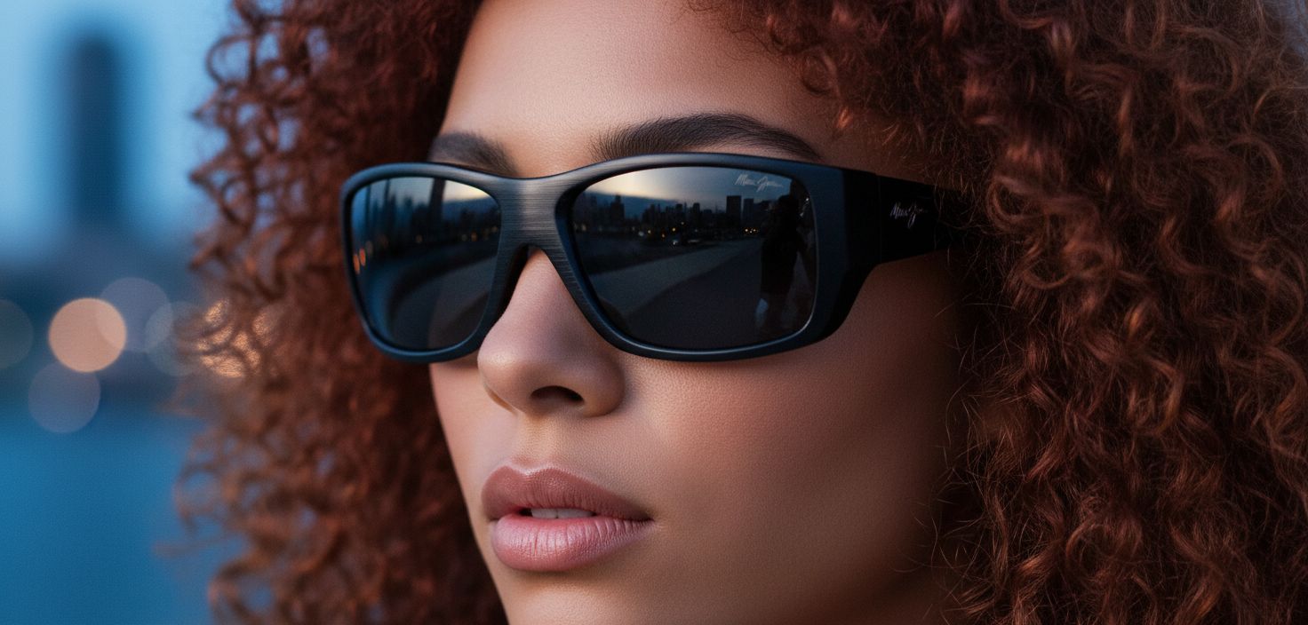 Maui Jim Wassup women's oversized sunglasses with gradient gray polarized lenses and acetate frame — view 4