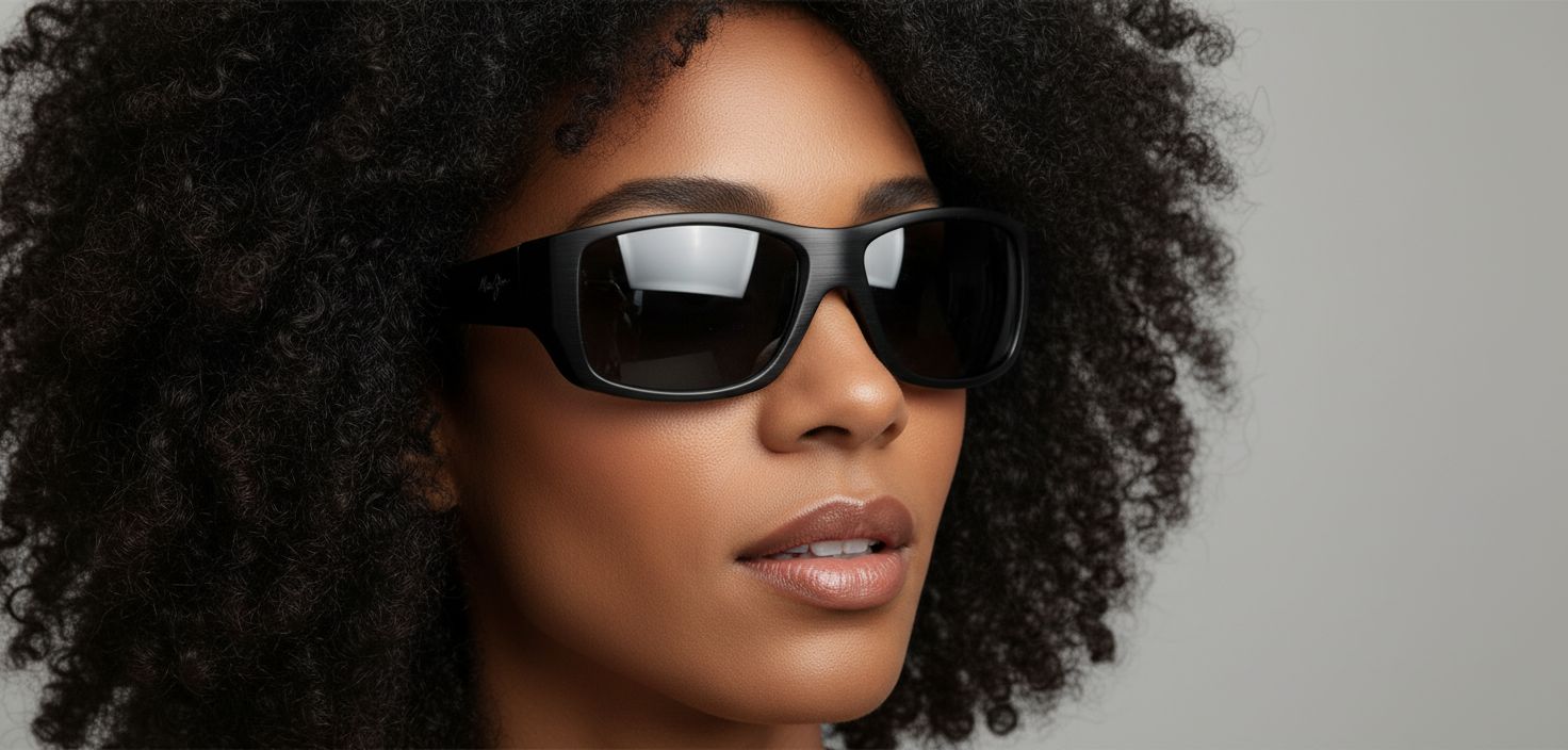 Maui Jim Wassup women's oversized sunglasses with gradient gray polarized lenses and acetate frame — view 6