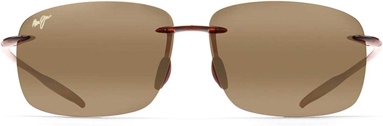Polarized rimless sunglasses with gray lenses and titanium frame, front view — view 1