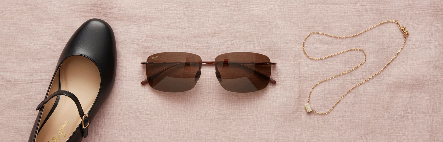 Polarized rimless sunglasses with gray lenses and titanium frame, front view — view 7a