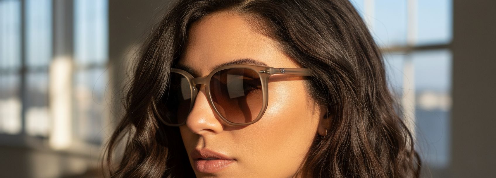 Geometric hexagonal sunglasses with gray lenses and metal frame in retro style — view 4