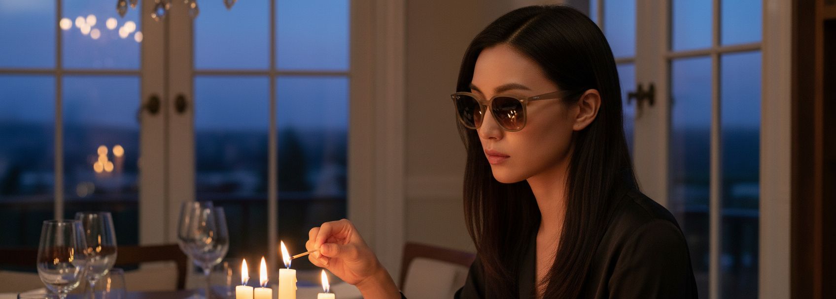 Geometric hexagonal sunglasses with gray lenses and metal frame in retro style — view 2