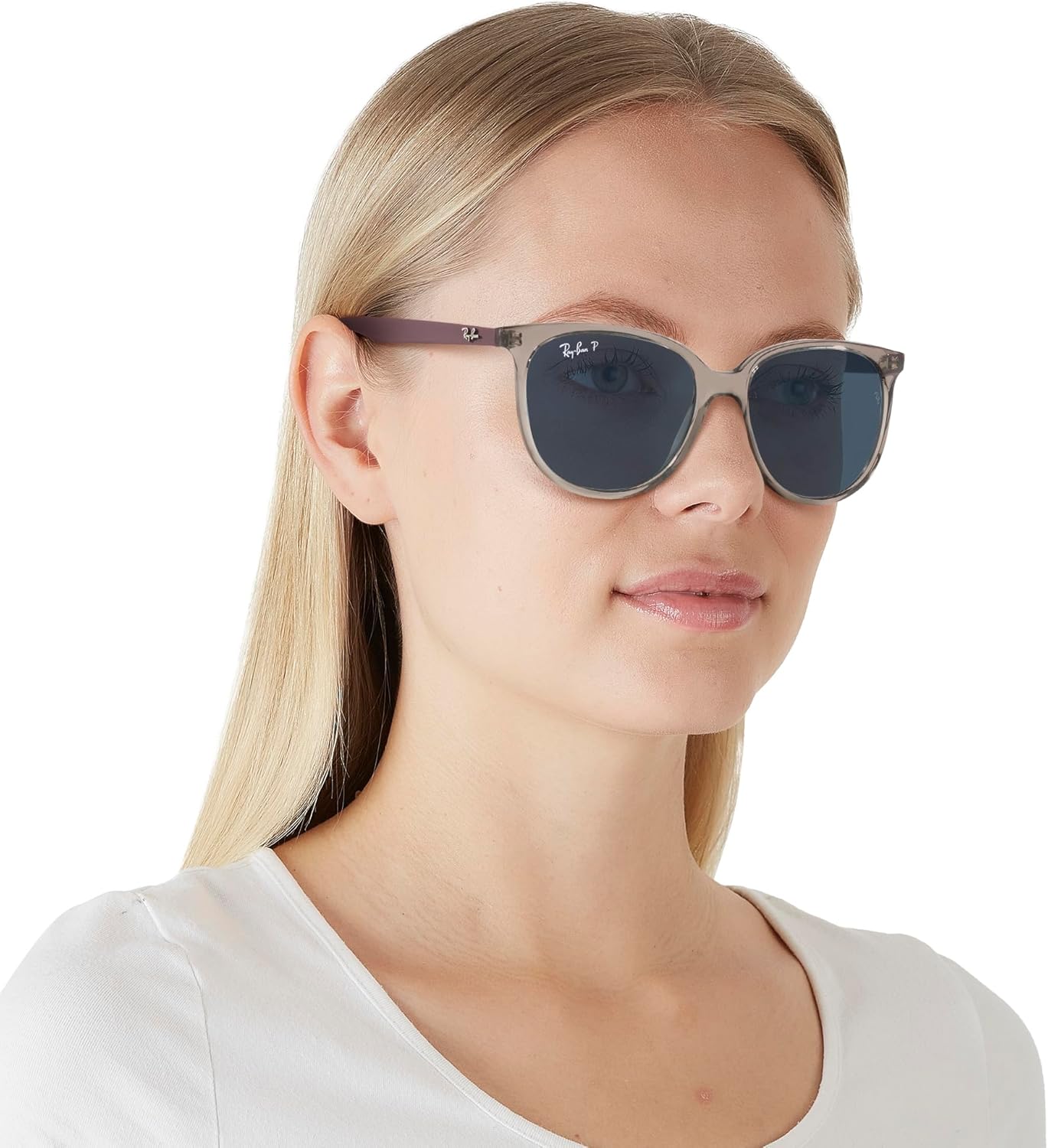 Gray square sunglasses with UV400 protection and acetate frames, front view — view 5