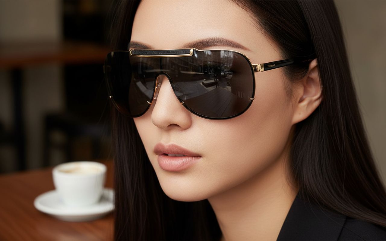 Gray acetate aviator sunglasses with UV400 protection lenses, front view — view 4