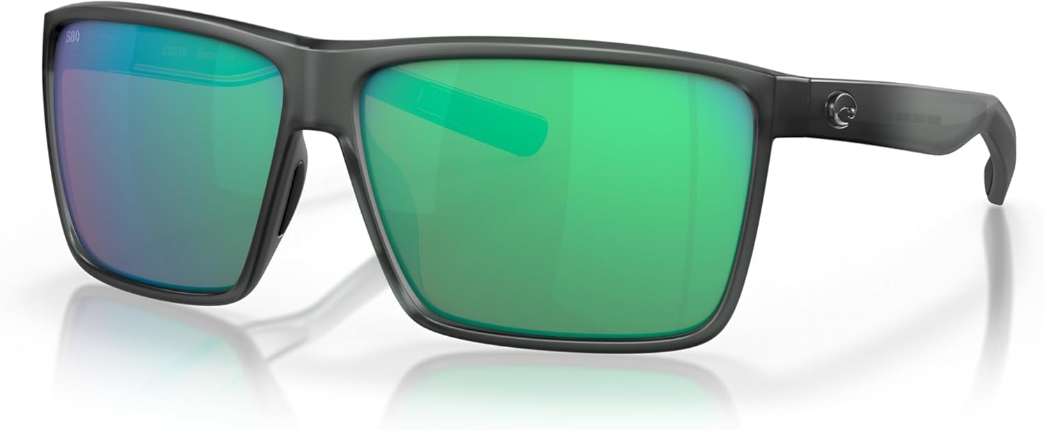 Polarized gray rectangular sunglasses with acetate frame for fishing and watersports — view 1