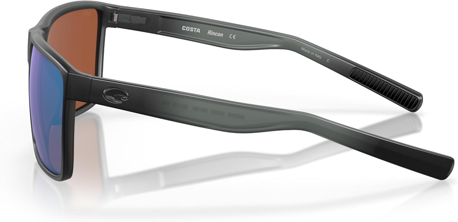 Polarized gray rectangular sunglasses with acetate frame for fishing and watersports — view 2
