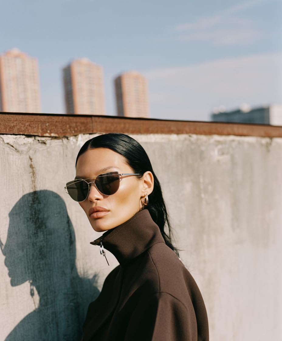 Oversized cat-eye sunglasses with gray lenses and acetate frame, front view — view 5