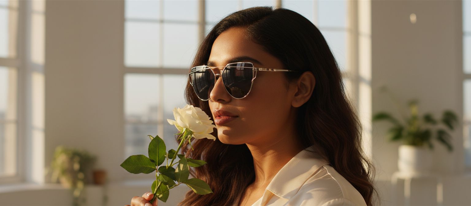 Oversized cat-eye sunglasses with gray lenses and acetate frame, front view — view 6