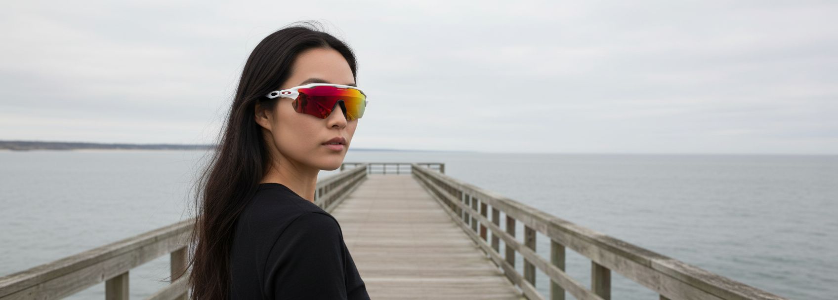Gray polarized shield sunglasses with TR90 frame for sport and active wear — view 2