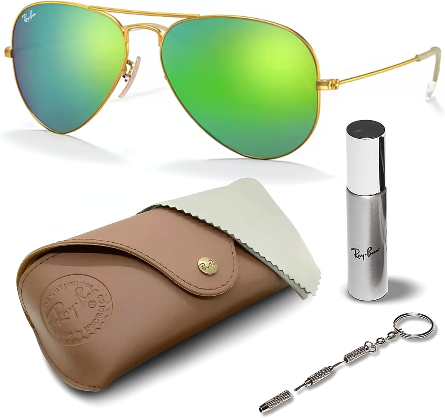 Mirrored blue aviator sunglasses with metal pilot-shaped frame — view 1