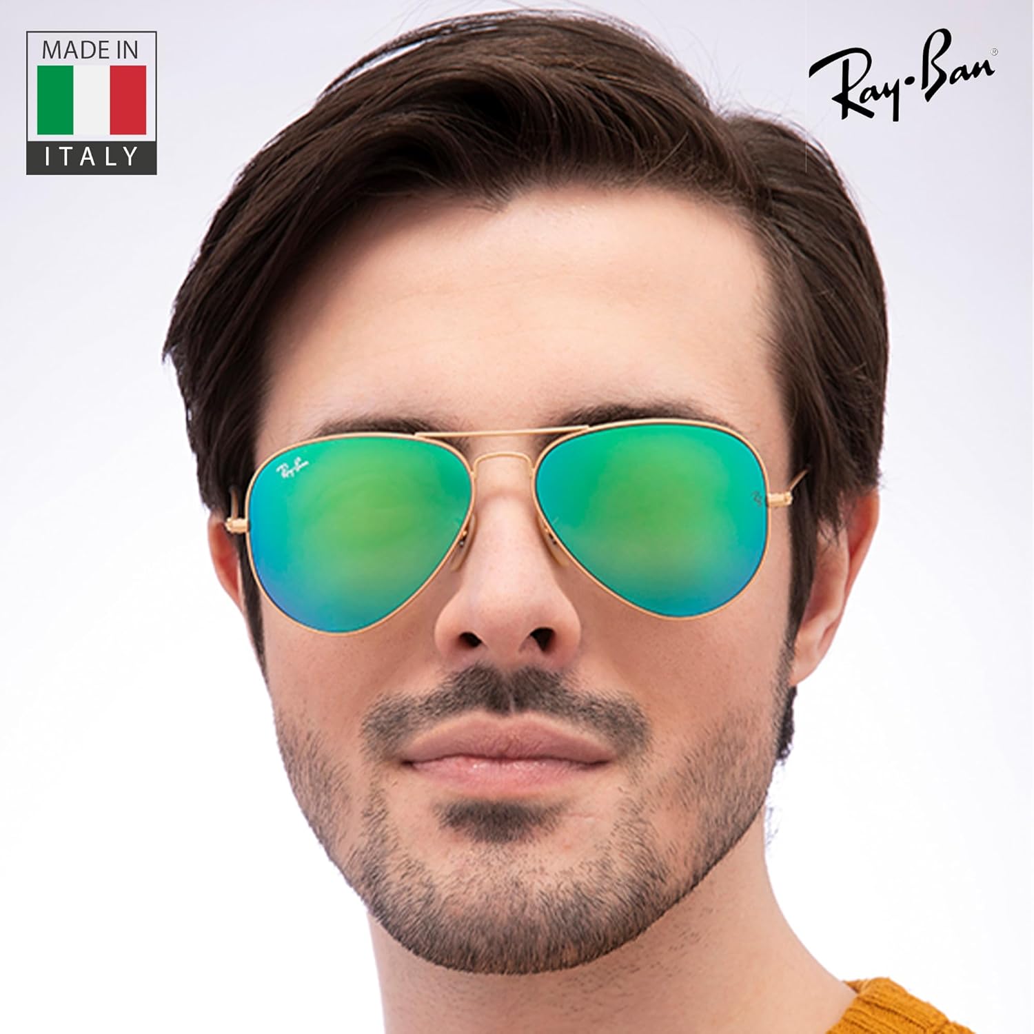 Mirrored blue aviator sunglasses with metal pilot-shaped frame — view 2