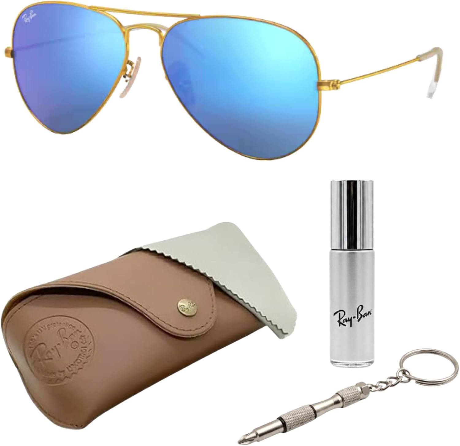 Mirrored blue aviator sunglasses with metal pilot-shaped frame — view 5