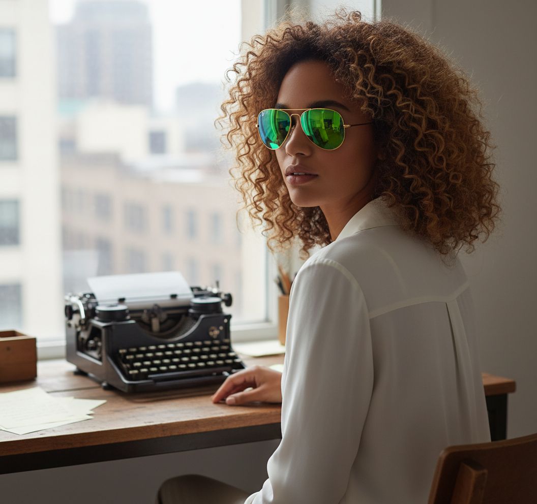 Mirrored blue aviator sunglasses with metal pilot-shaped frame — view 2