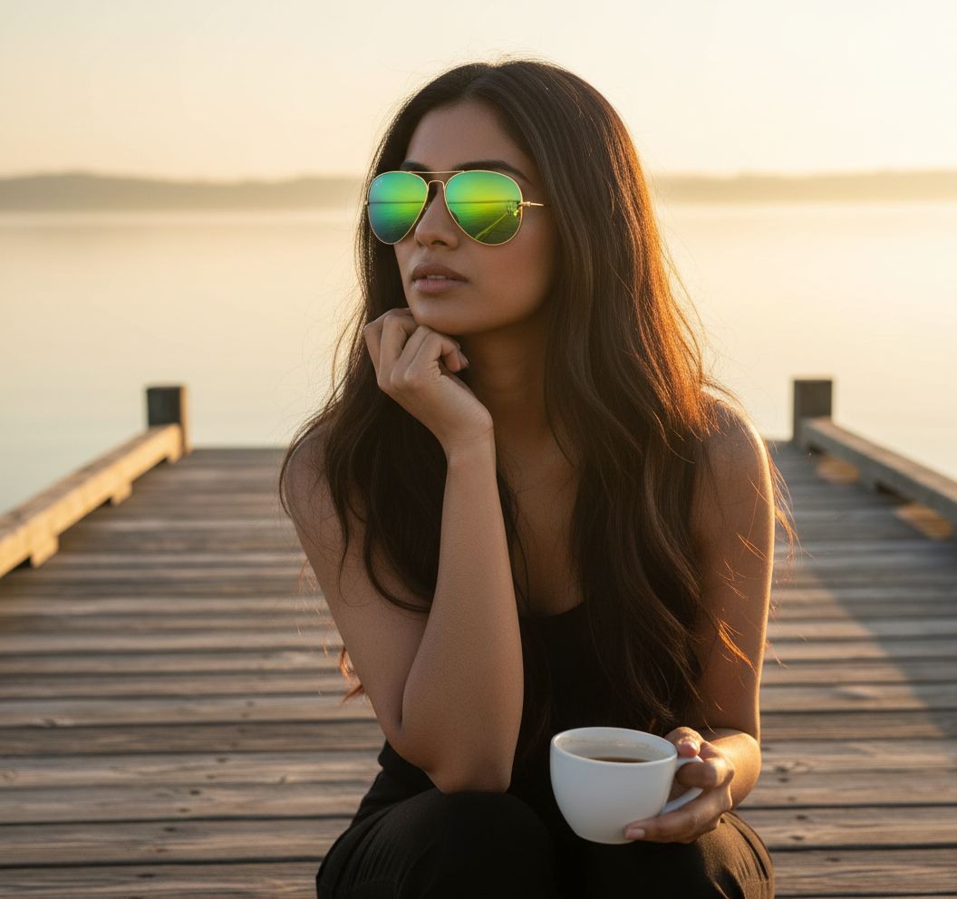 Mirrored blue aviator sunglasses with metal pilot-shaped frame — view 4