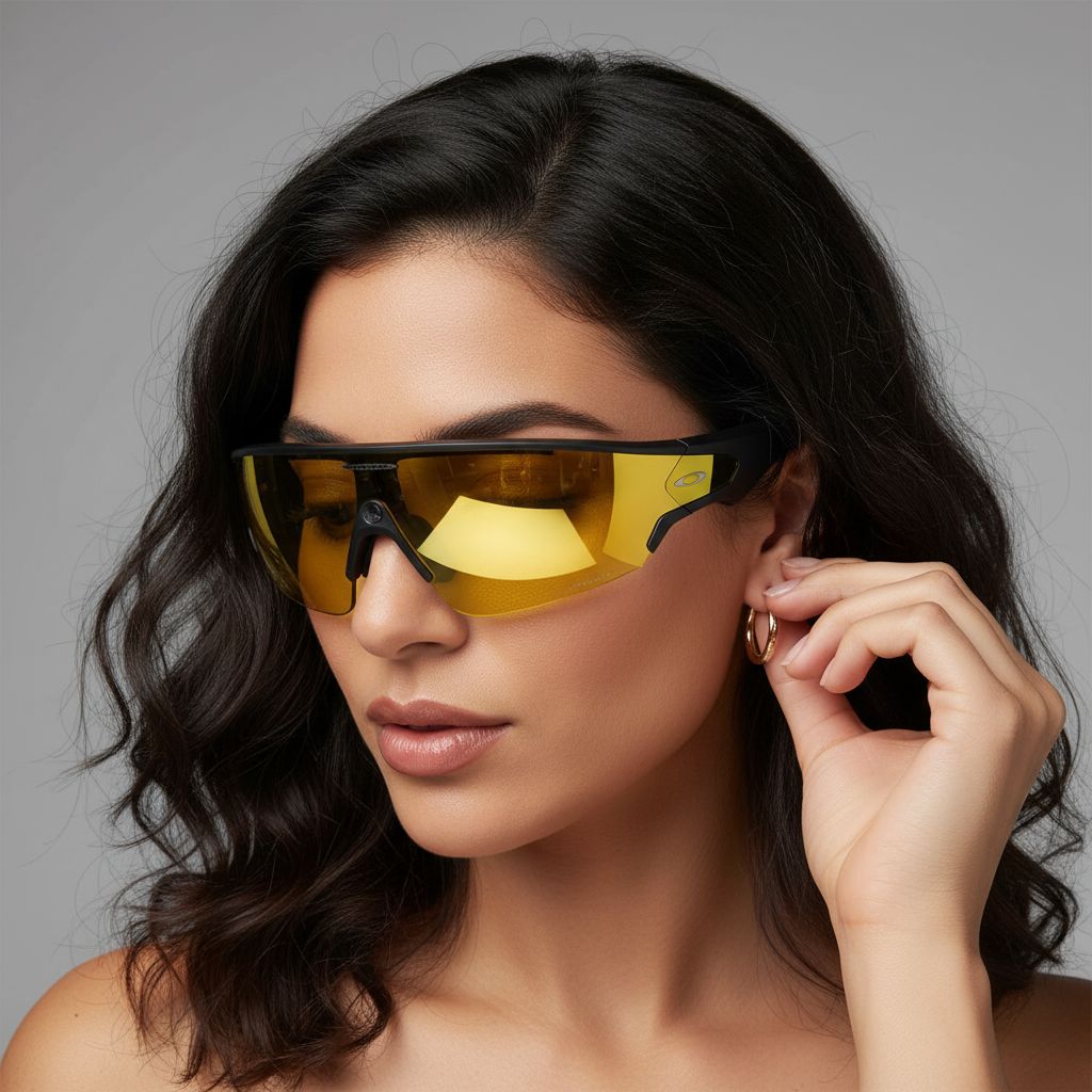 Polarized mirrored amber shield sunglasses with titanium frame for cycling and sports — view 6