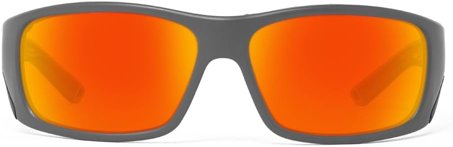 Gray polarized wraparound sport sunglasses with anti-glare lenses for fishing and outdoor activities — view 3