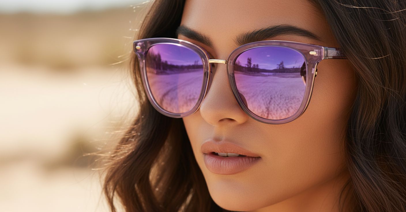 Trendy polarized square mirrored sunglasses with silver mirror lenses and acetate frame with metal accents for women — view 4