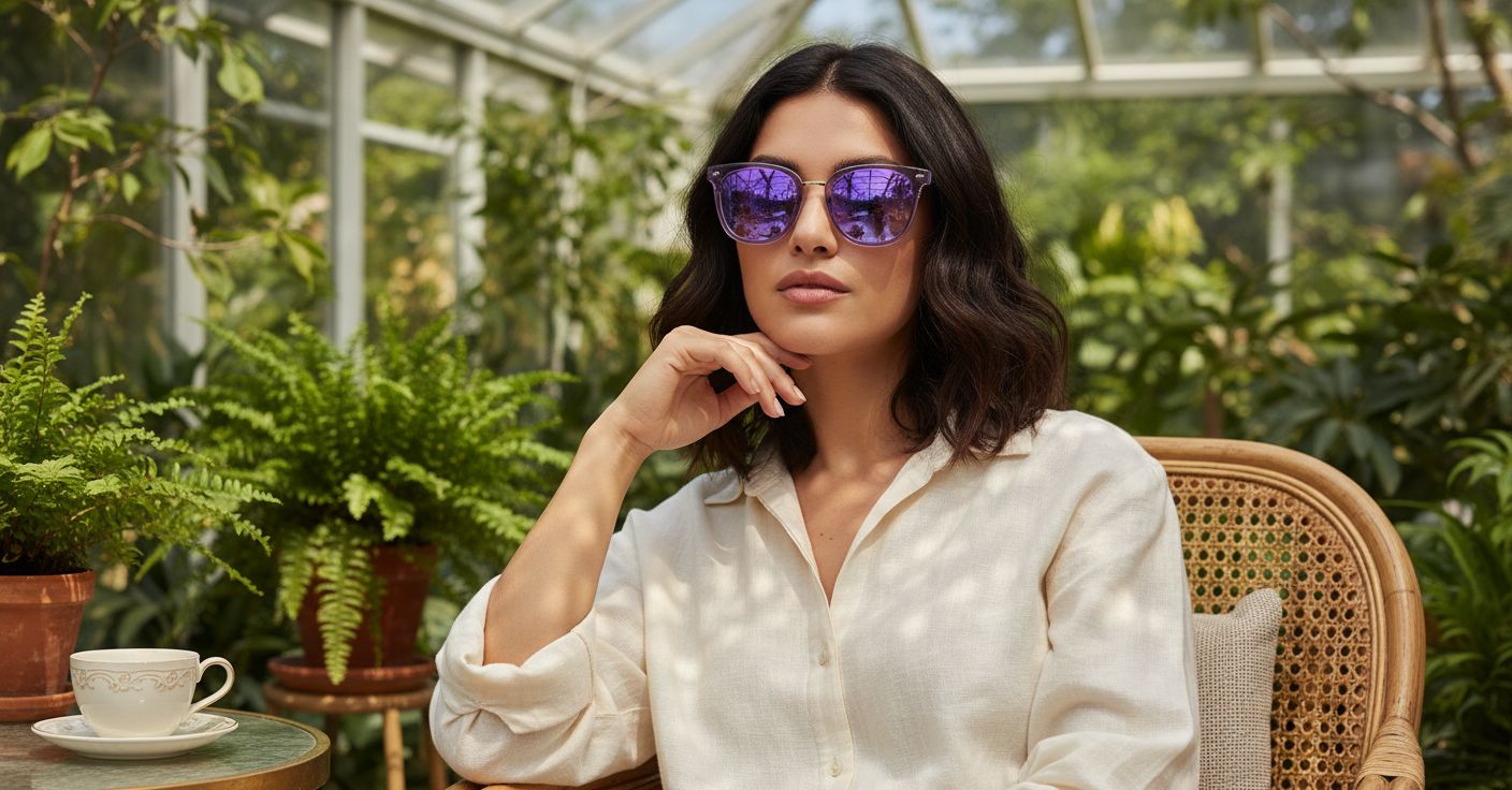 Trendy polarized square mirrored sunglasses with silver mirror lenses and acetate frame with metal accents for women — view 4
