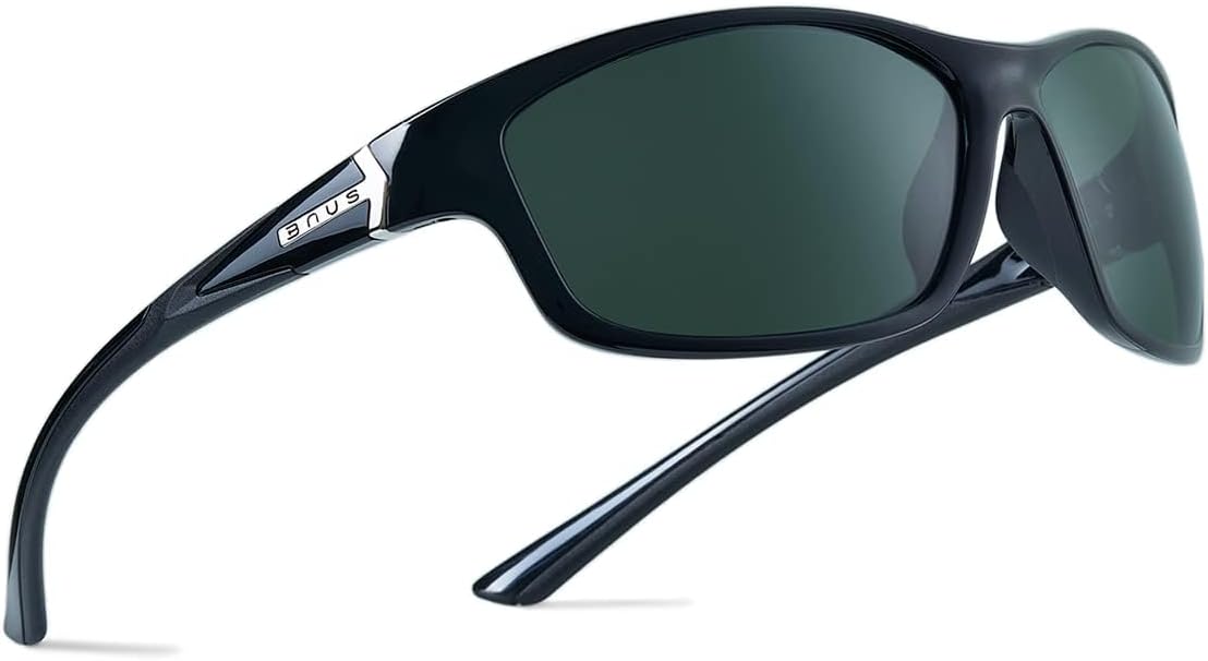 Polarized gray rectangle sunglasses with metal frame for fishing and driving — view 1