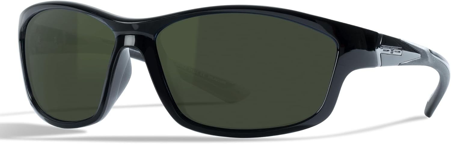 Polarized gray rectangle sunglasses with metal frame for fishing and driving — view 2