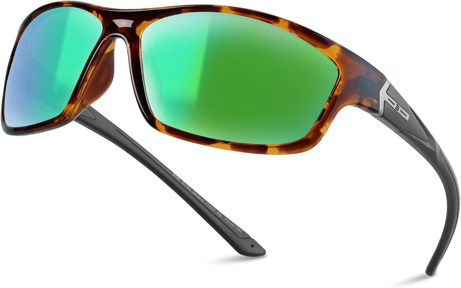 Polarized gray rectangle sunglasses with metal frame for fishing and driving — view 5