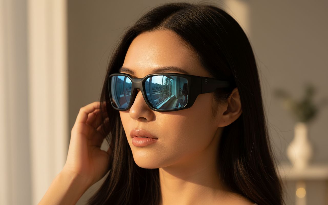 Polarized gray rectangle metal frame sunglasses for driving and fishing with UV400 protection — view 6