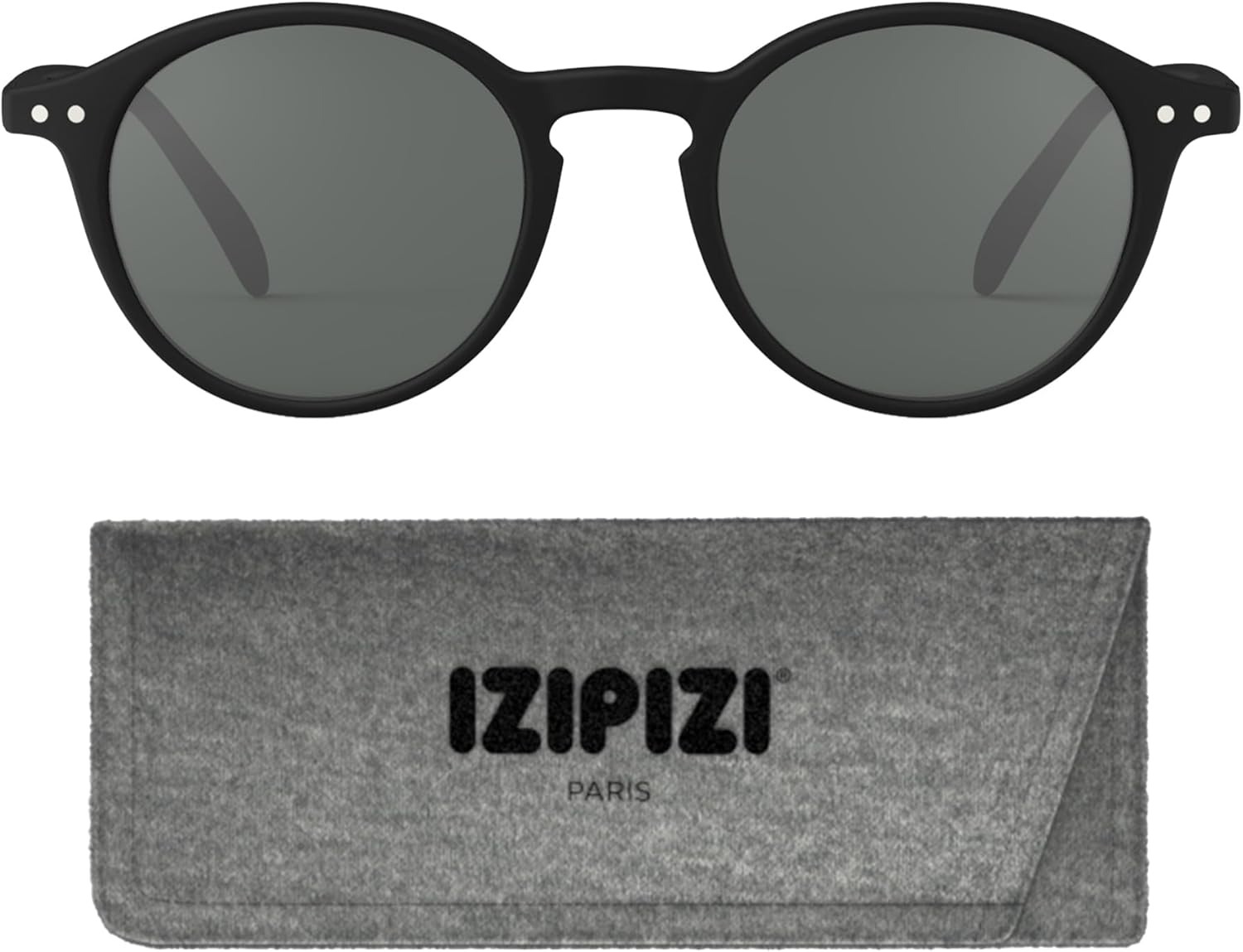 Square biobased frame sunglasses with grey anti-scratch lenses, front view — view 1