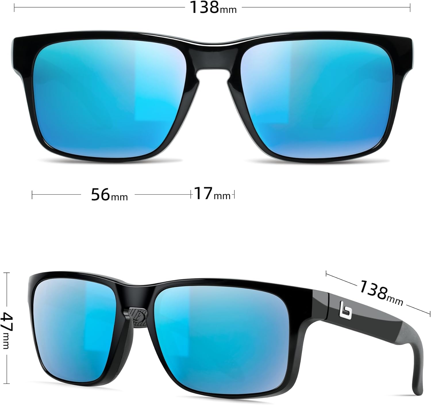 Classic gray polarized Wayfarer sunglasses with acetate frame shape for everyday wear — view 3