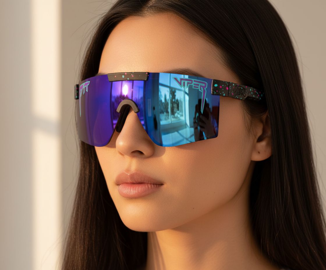 Pit Viper gray wraparound sport sunglasses with polycarbonate anti-glare lenses and TR90 frame — view 4