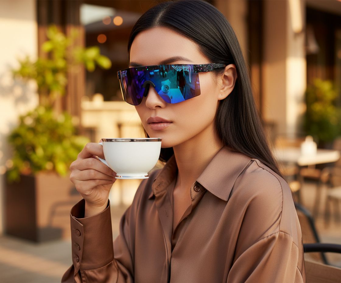 Pit Viper gray wraparound sport sunglasses with polycarbonate anti-glare lenses and TR90 frame — view 6