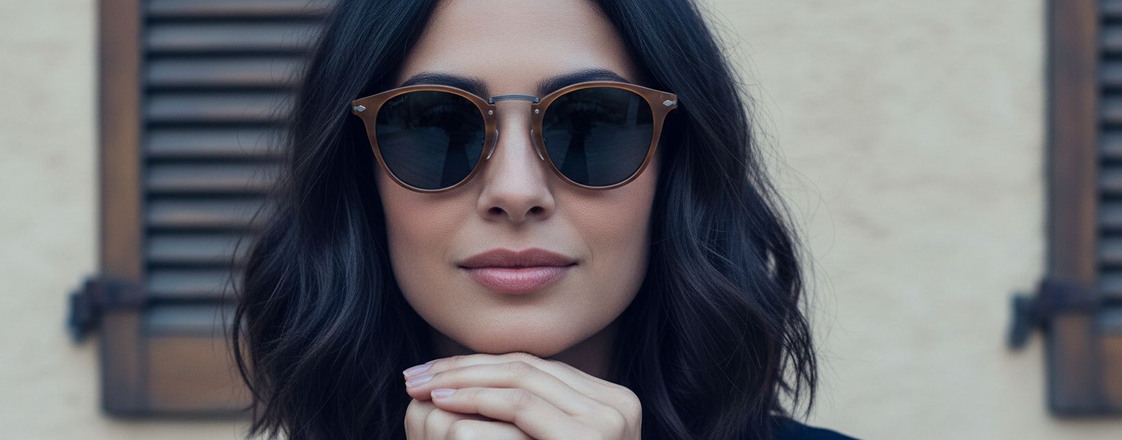 Polarized round sunglasses with gray lenses and acetate frame — view 1