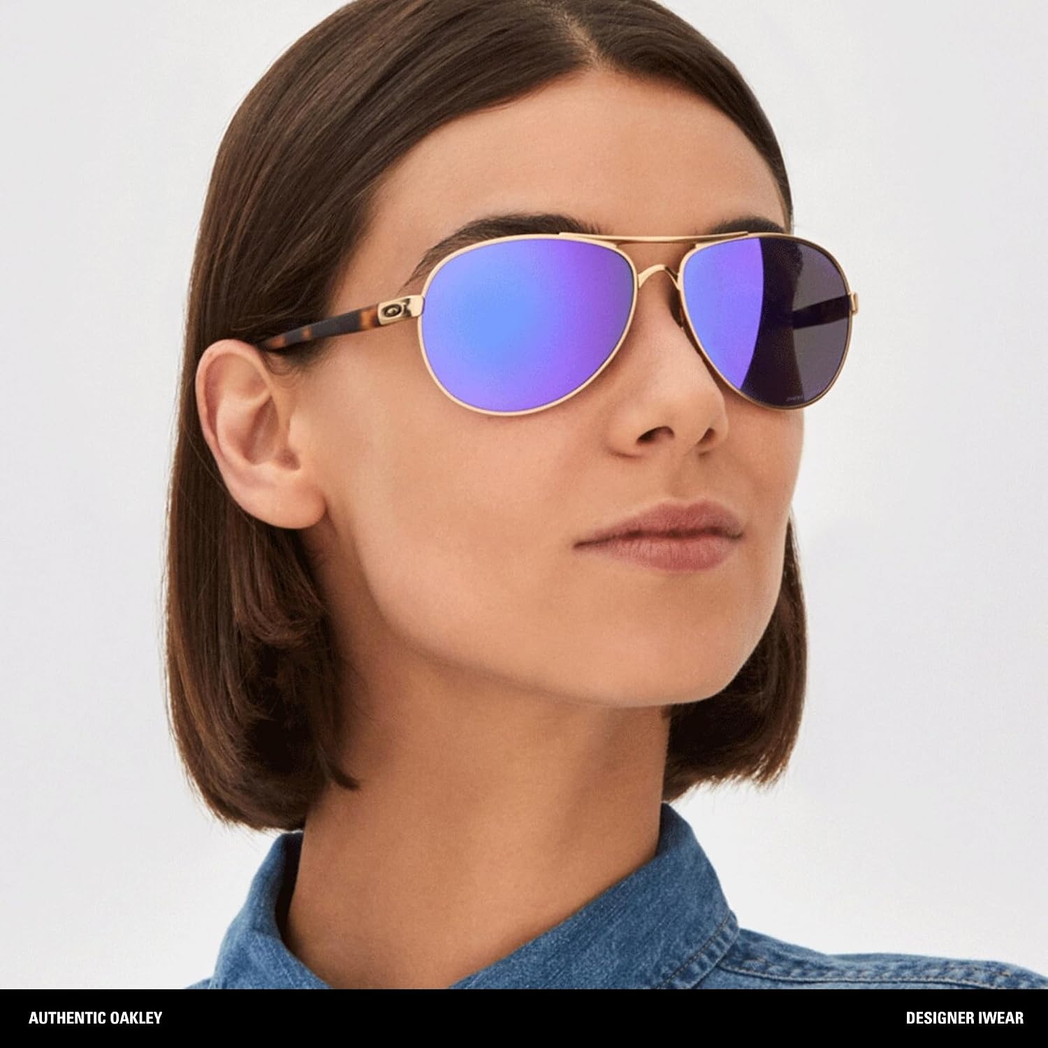 Gray polycarbonate lens aviator sunglasses with metal frame for women — view 2