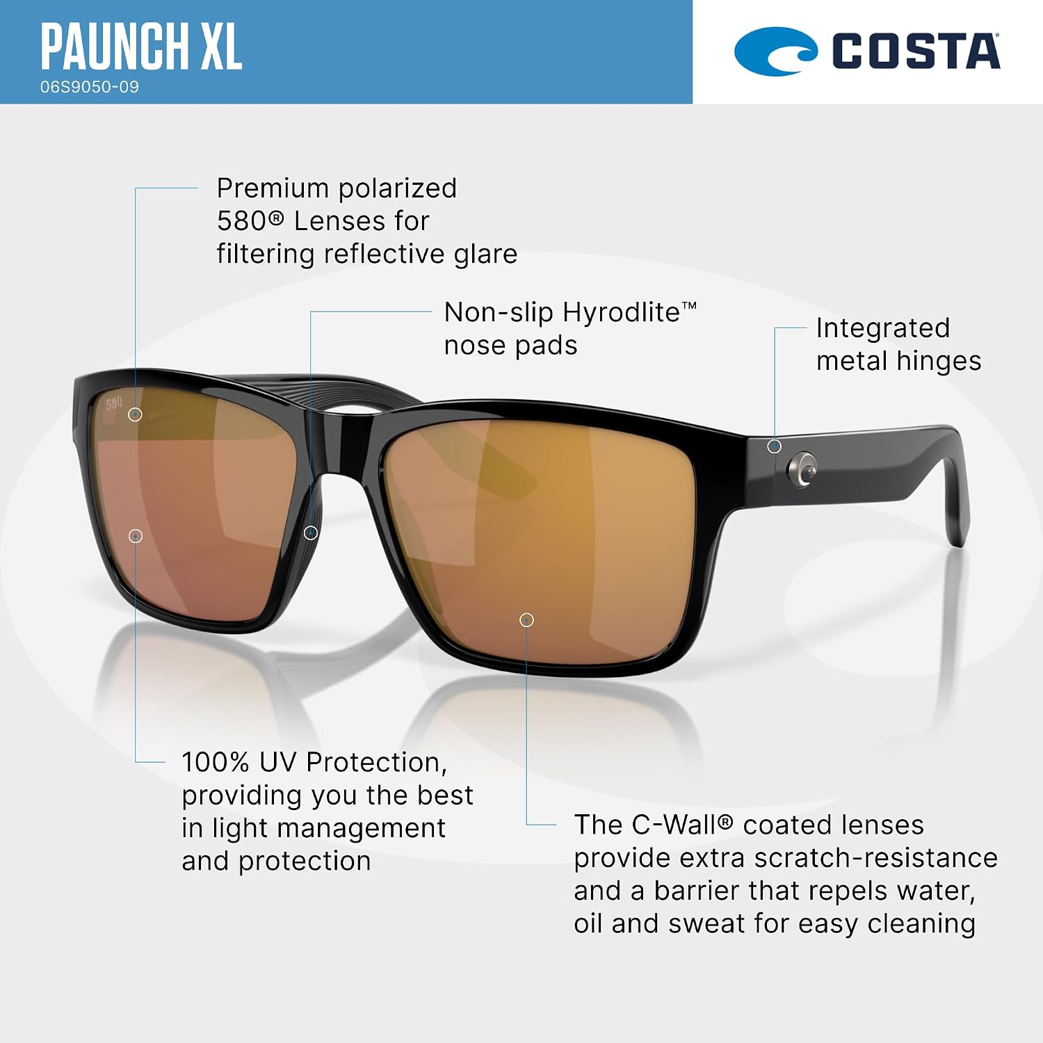 Polarized square sunglasses with gray lenses and acetate frame for driving — view 3