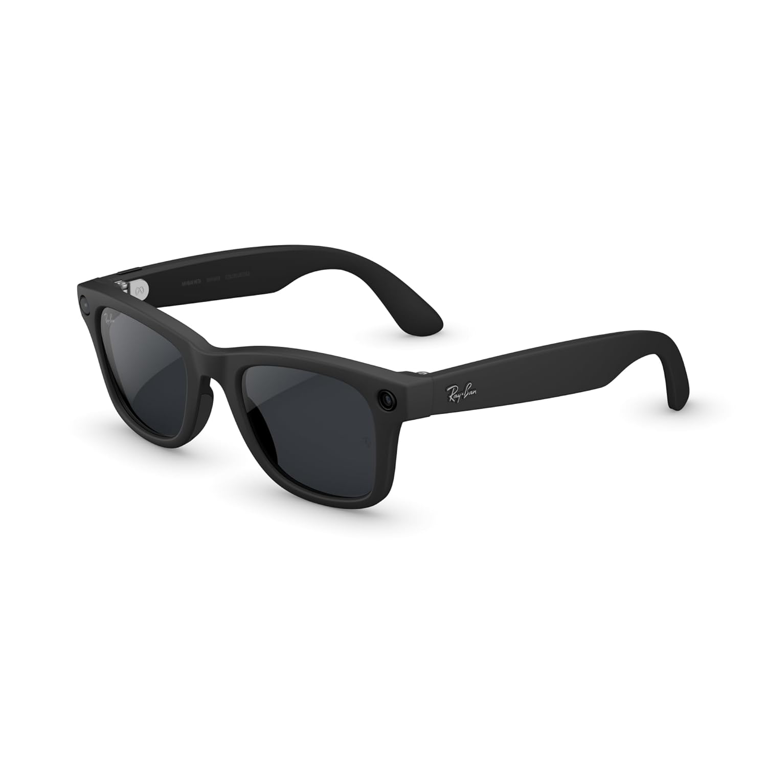 Matte black Wayfarer sunglasses with photochromic grey lenses, front view — front