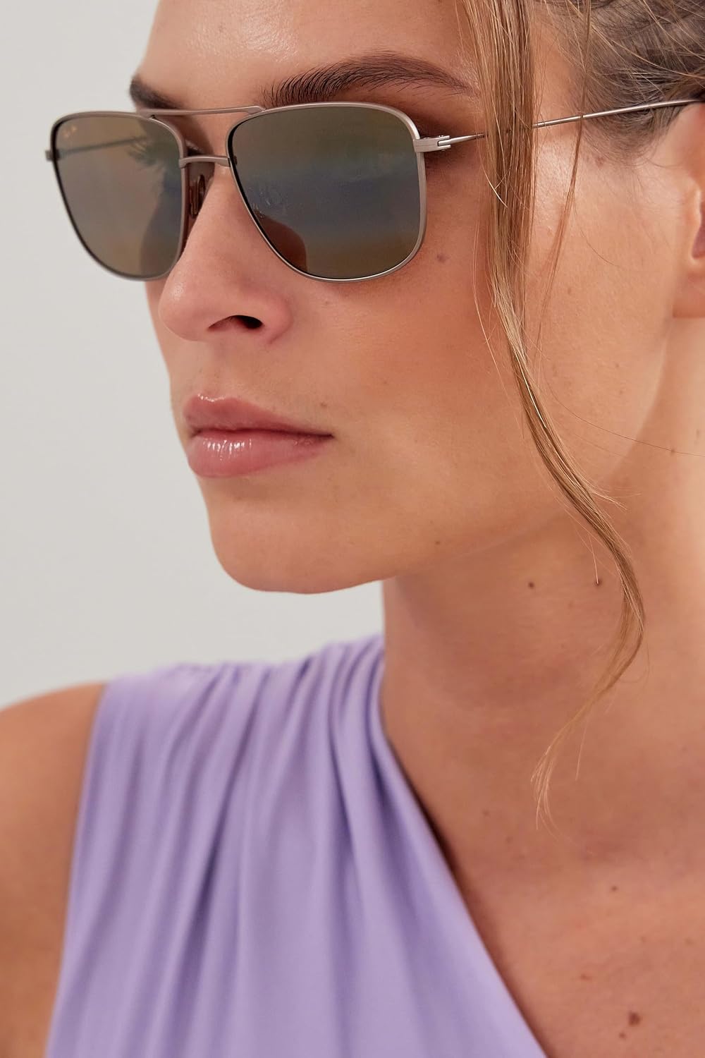 Polarized gray aviator sunglasses with metal frame for driving — view 5a