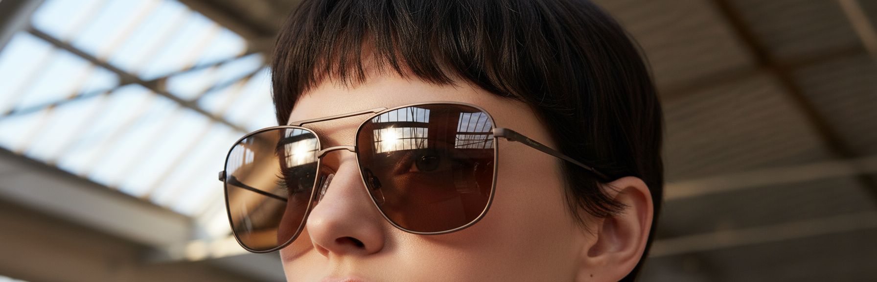 Polarized gray aviator sunglasses with metal frame for driving — view 4