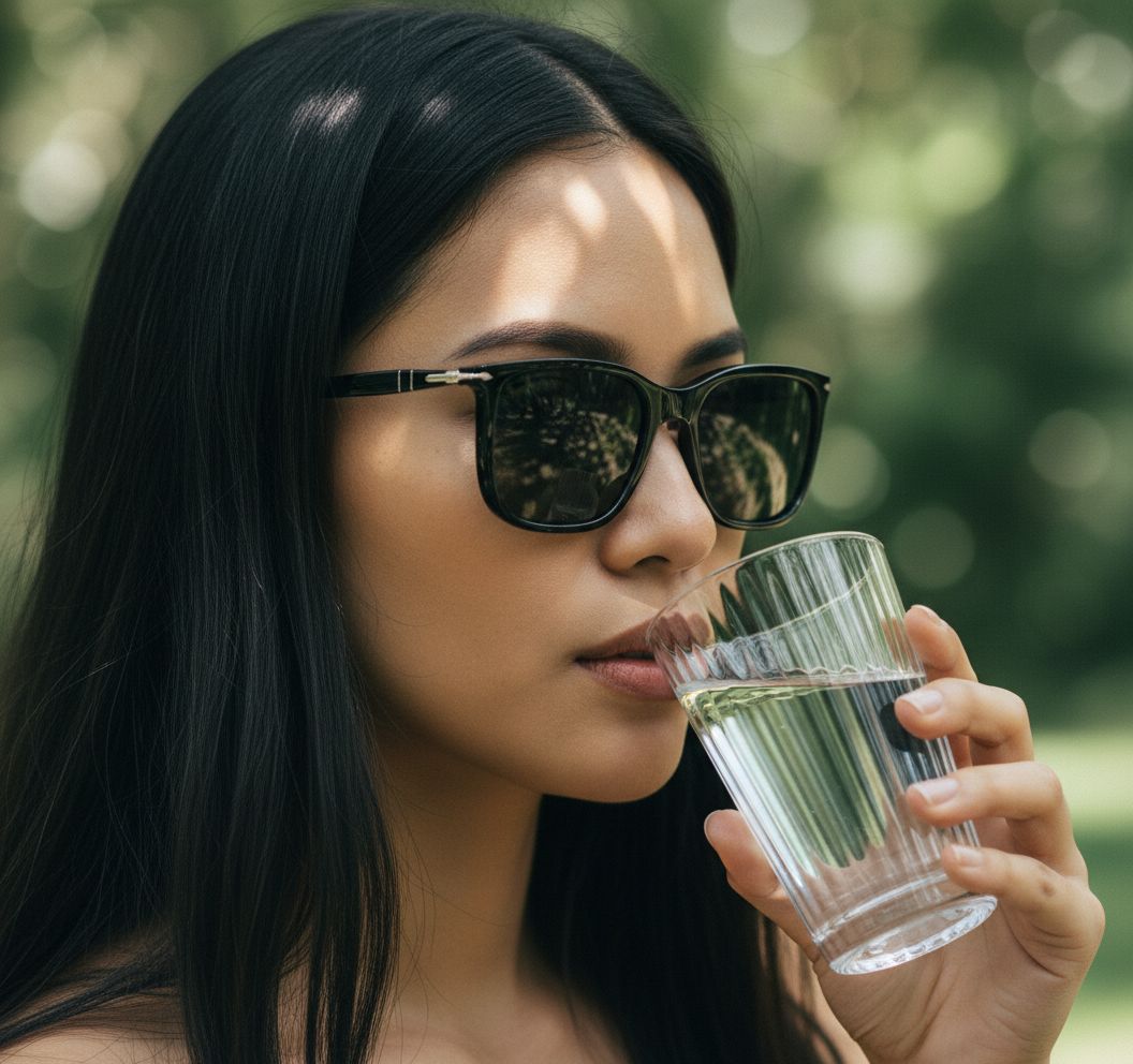 Gray rectangle sunglasses with acetate frame and UV400 anti-glare lenses, shown with official eyewear kit — view 6
