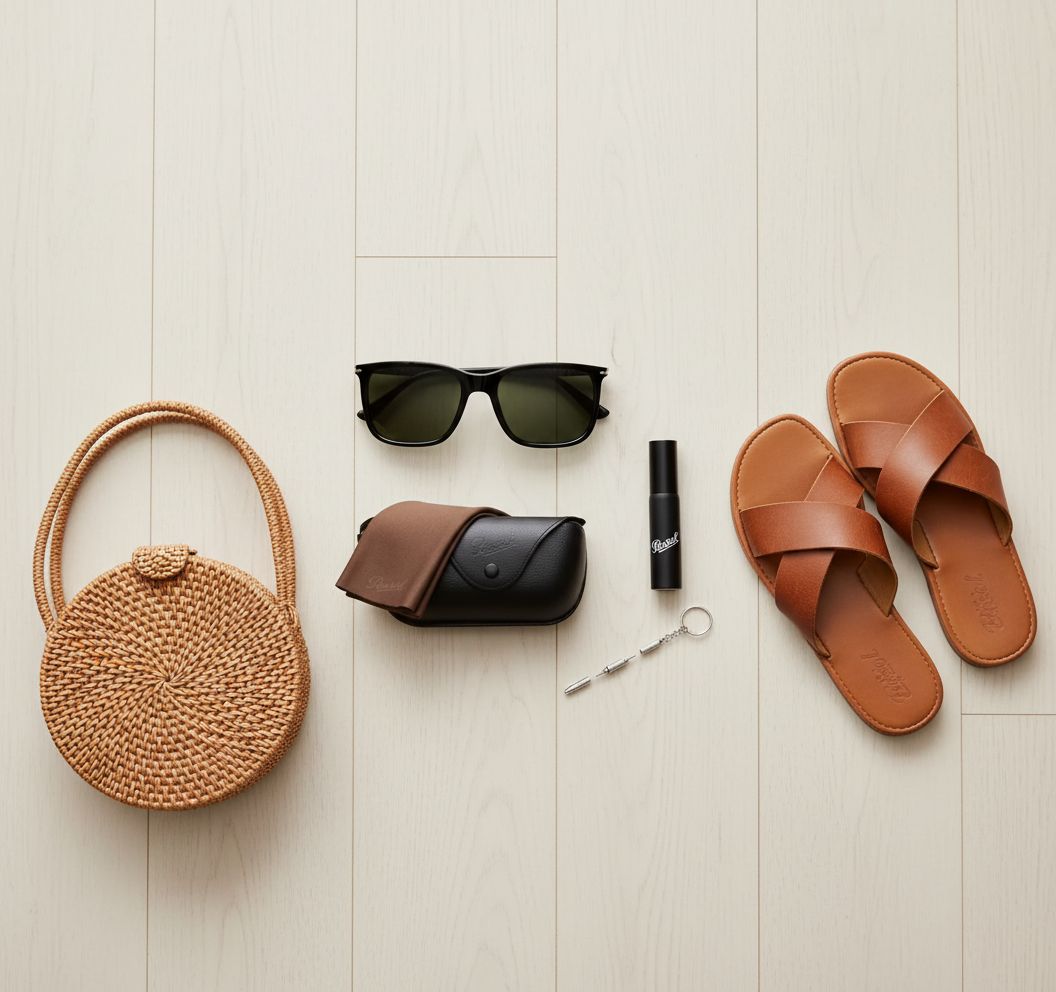 Gray rectangle sunglasses with acetate frame and UV400 anti-glare lenses, shown with official eyewear kit — view 7a