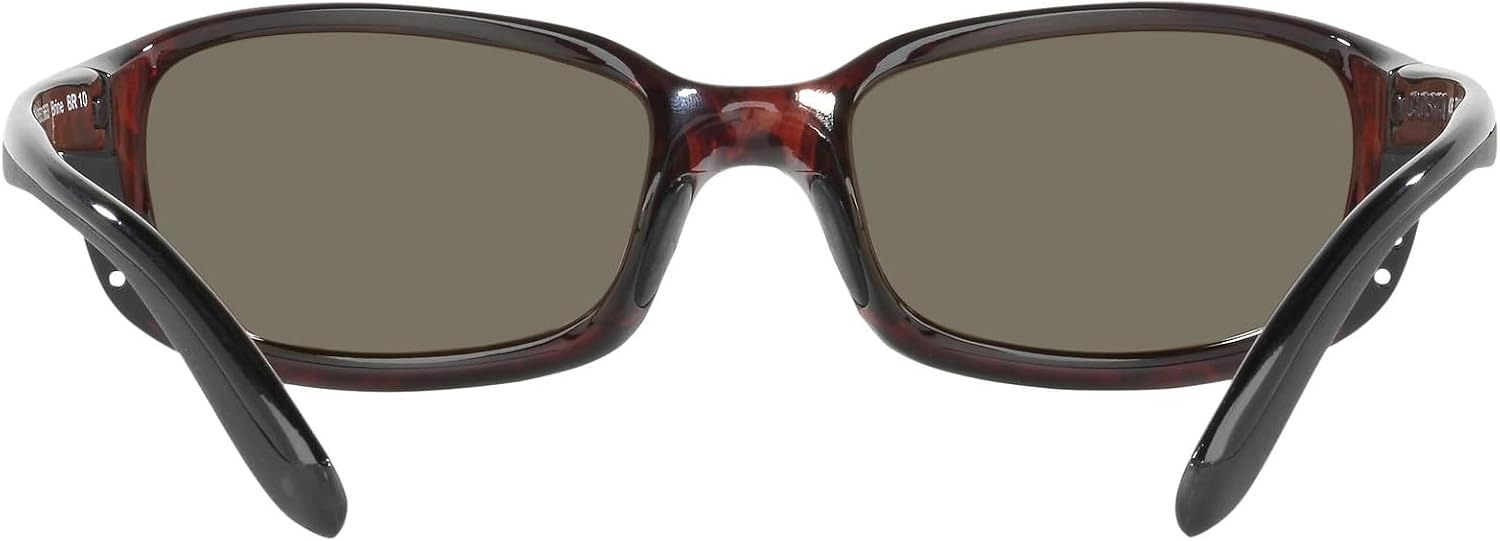 Polarized gray rectangle sunglasses with plastic frame for fishing and boating protection — back