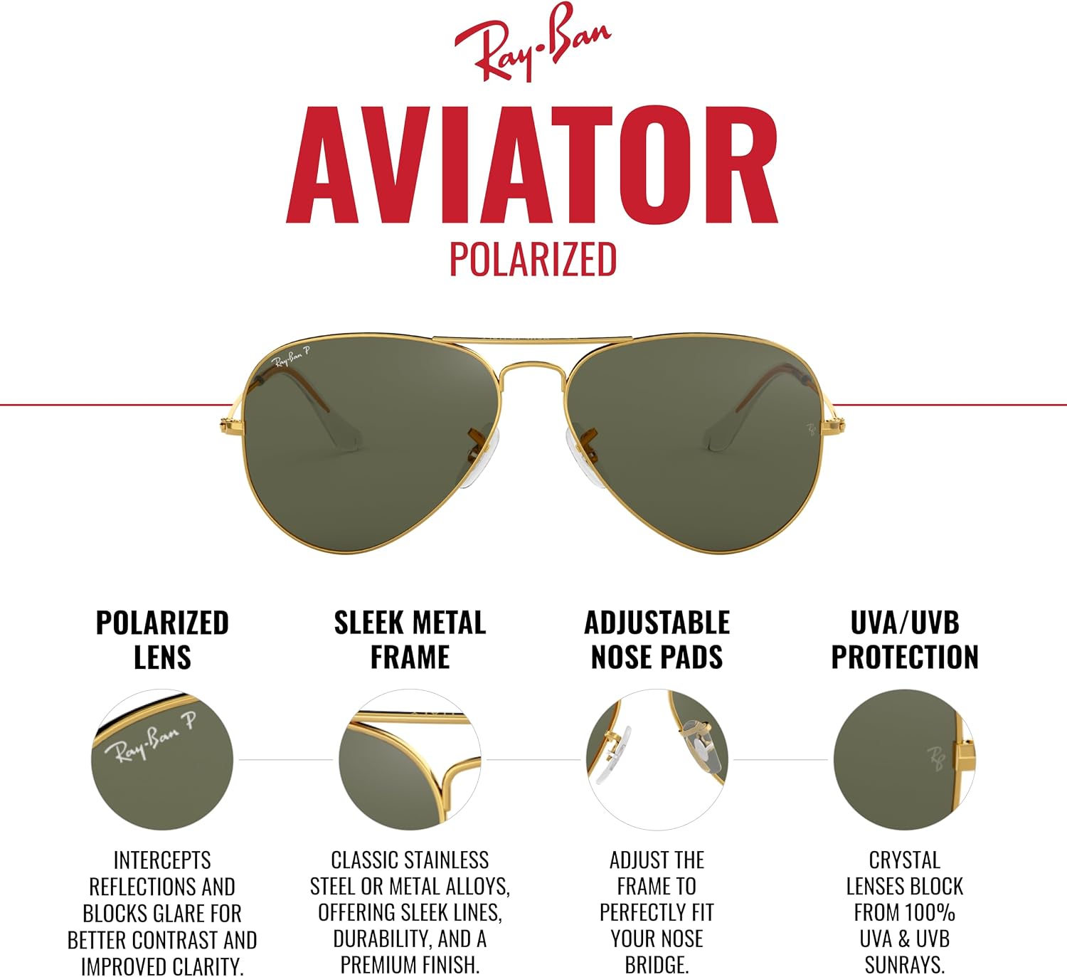 Polarized gray aviator sunglasses with metal frame, perfect for driving — back